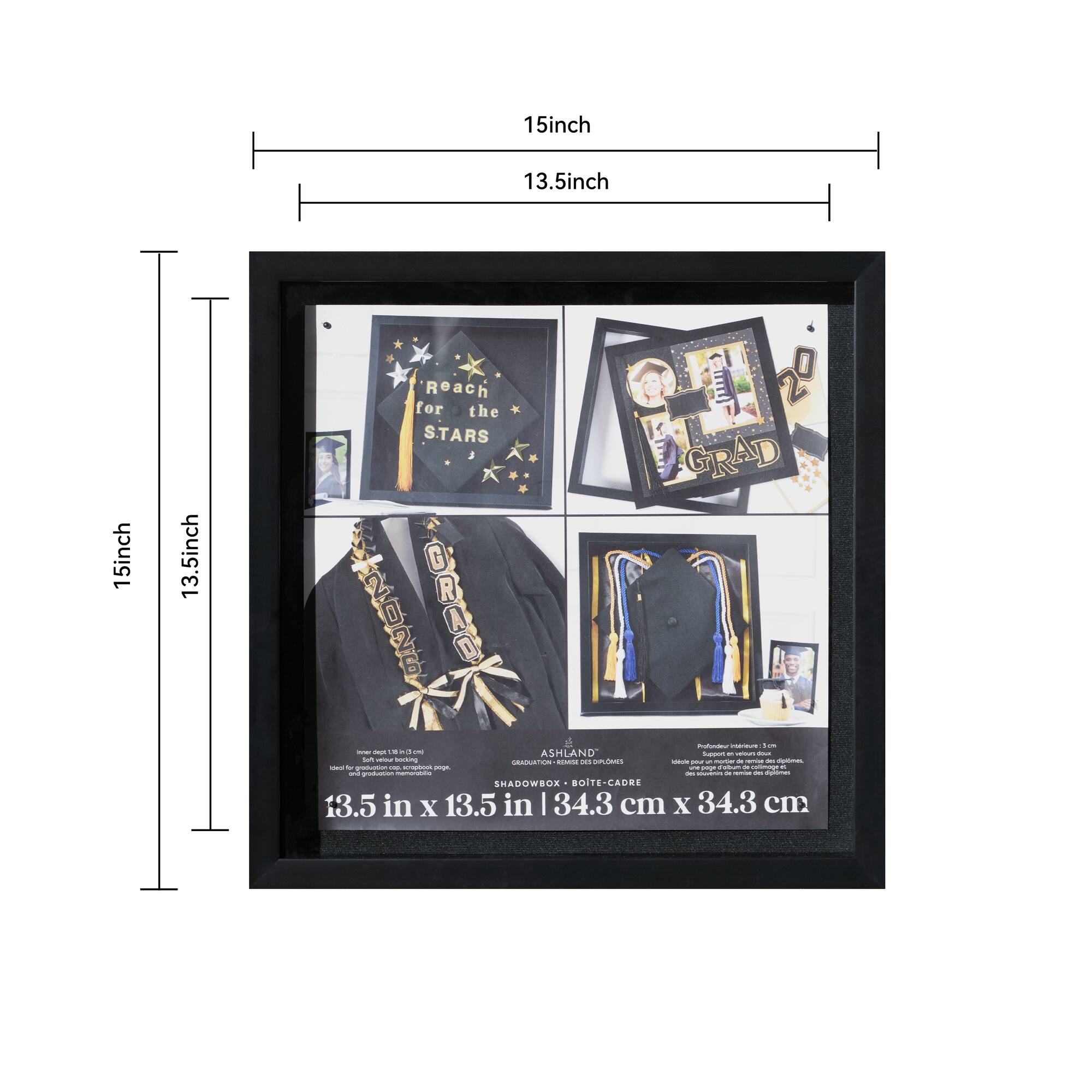 13.5" x 13.5" Black Shadowbox, Graduation by Ashland®